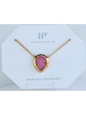 Bomb Party Necklace "A Pear To Dream By" Purple Kunzite / Quartz on Gold Bezel